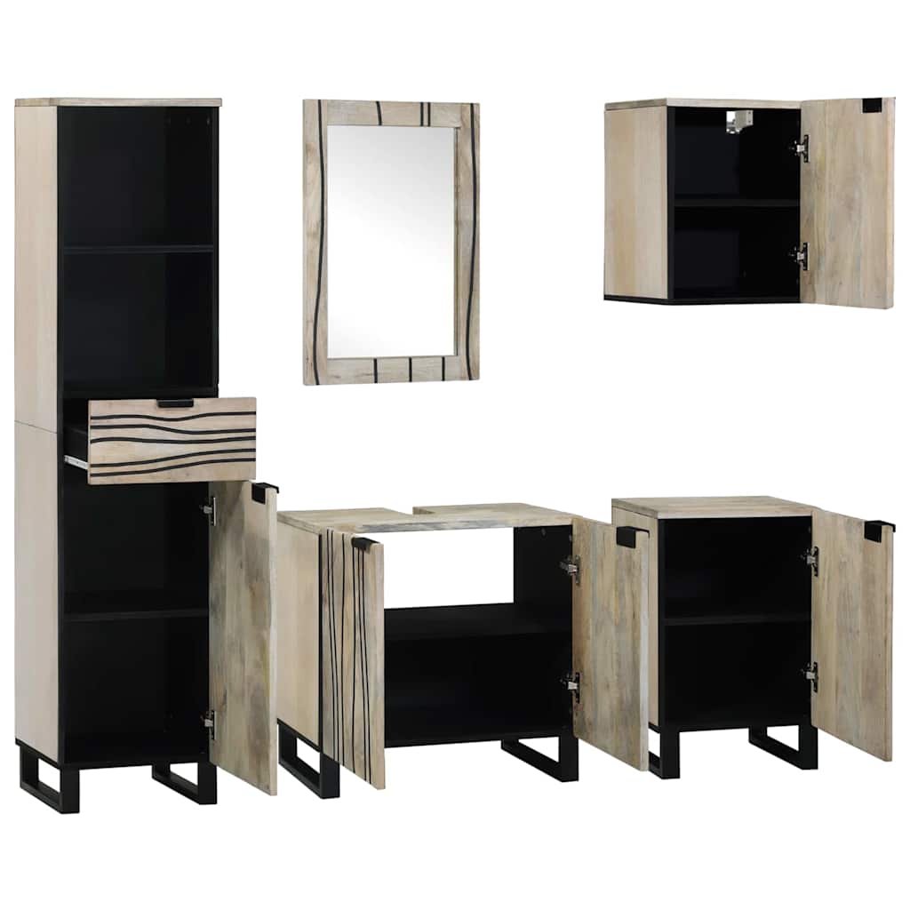 Badrumsmöbelset med låda 5 pcs Valnöt Brun Konstruerat trä