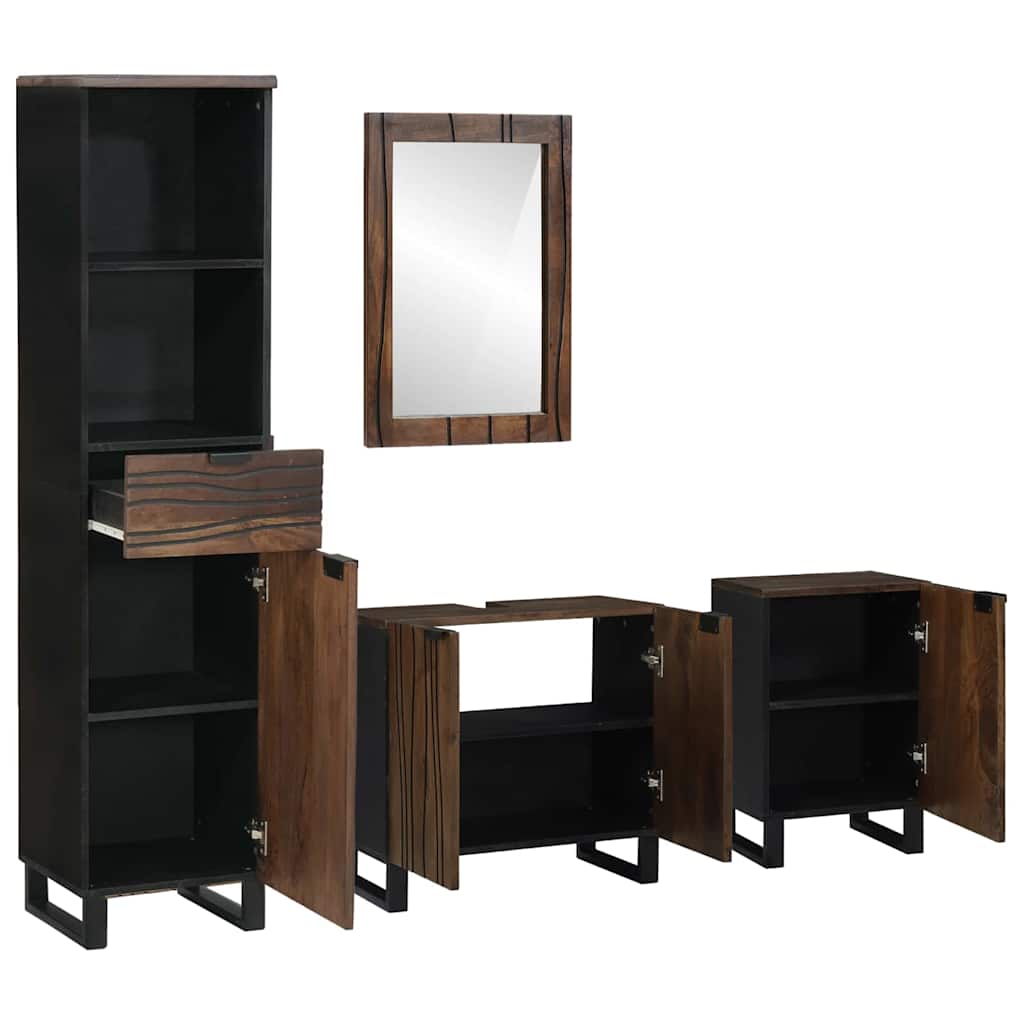 Badrumsmöbelset med låda med hylla 4 pcs Vit Konstruerat trä