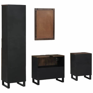 Badrumsmöbelset med låda med hylla 4 pcs Vit Konstruerat trä