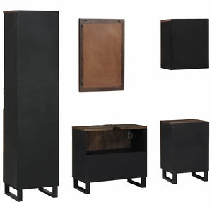 Badrumsmöbelset med låda med hylla 5 pcs Vit Konstruerat trä