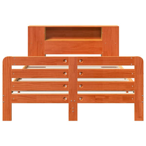 Sängram utan madrass vaxbrun 160x200 cm massiv furu