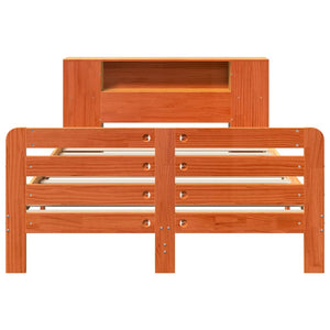 Sängram utan madrass vaxbrun 135x190 cm massiv furu