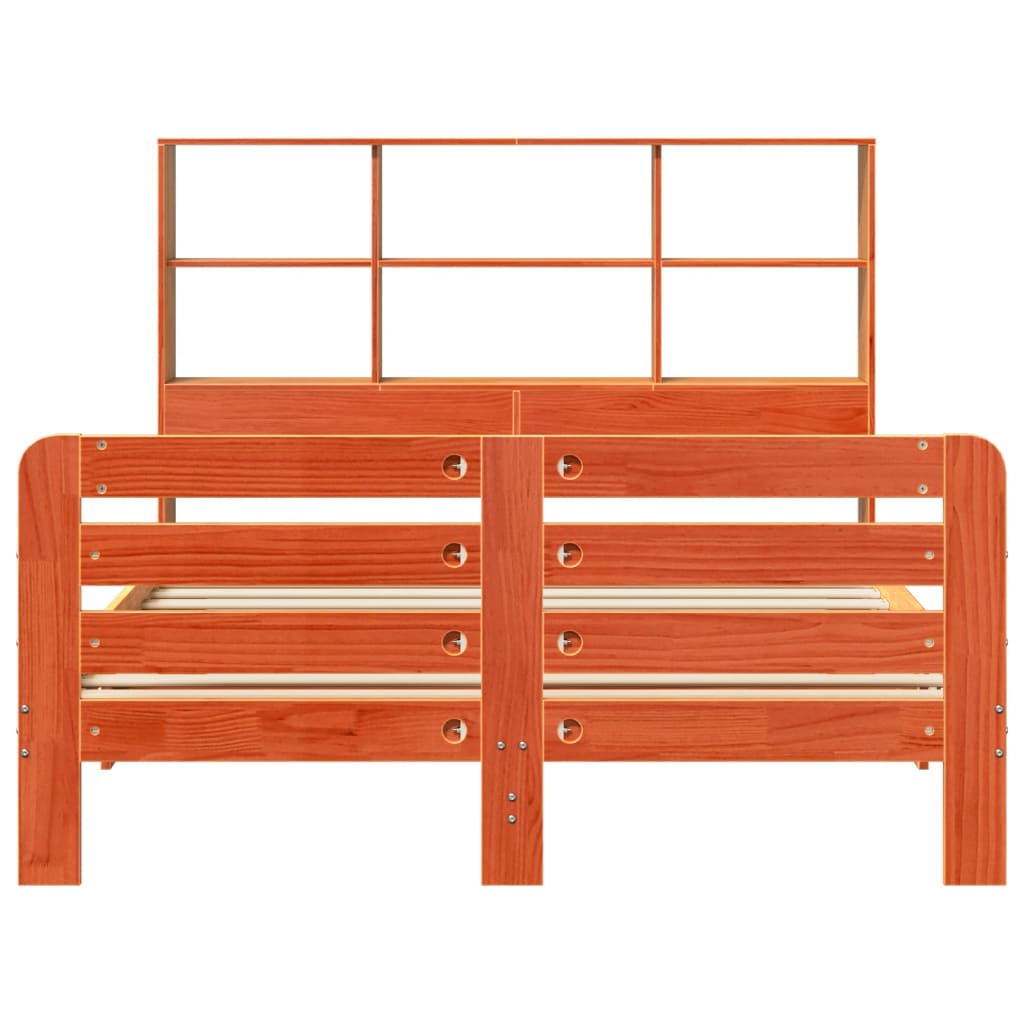 Sängram utan madrass vaxbrun 160x200 cm massiv furu