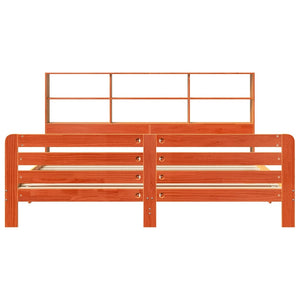 Sängram utan madrass vaxbrun 180x200 cm massiv furu