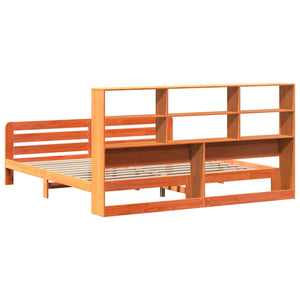 Sängram utan madrass vaxbrun 180x200 cm massiv furu