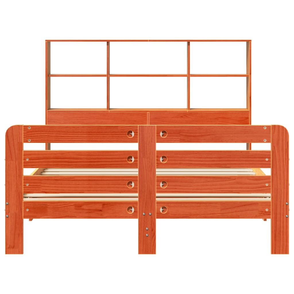 Sängram utan madrass vaxbrun 135x190 cm massiv furu