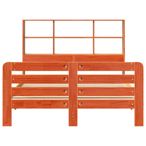 Sängram utan madrass vaxbrun 135x190 cm massiv furu