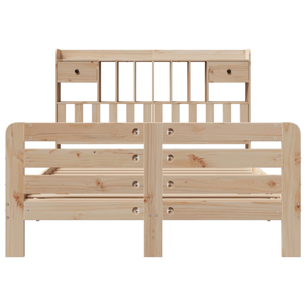 Säng med bokhylla utan madrass 140x200cm massiv furu