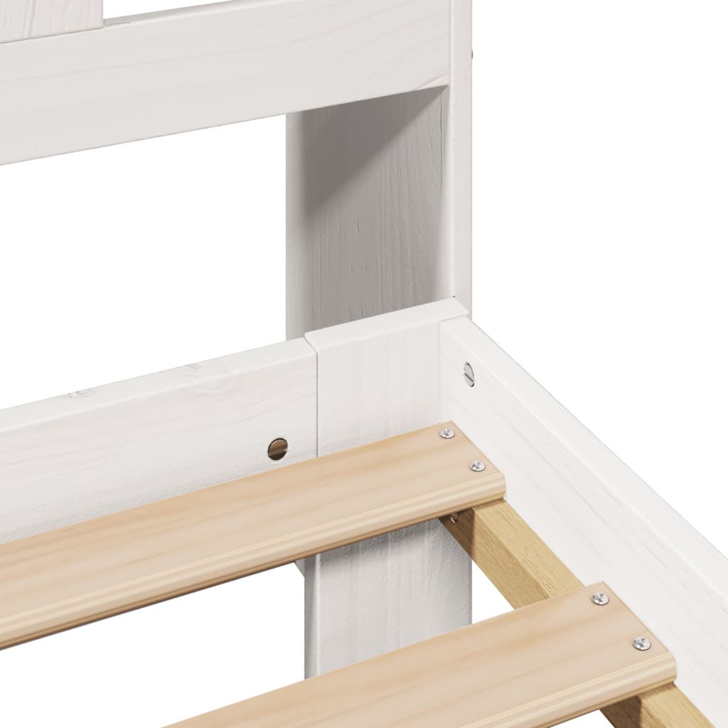 Säng med bokhylla utan madrass vit 150x200 cm massiv furu