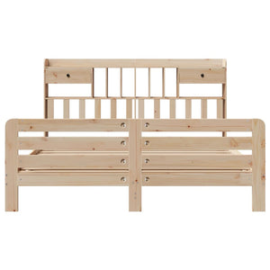 Säng med bokhylla utan madrass 180x200cm massiv furu