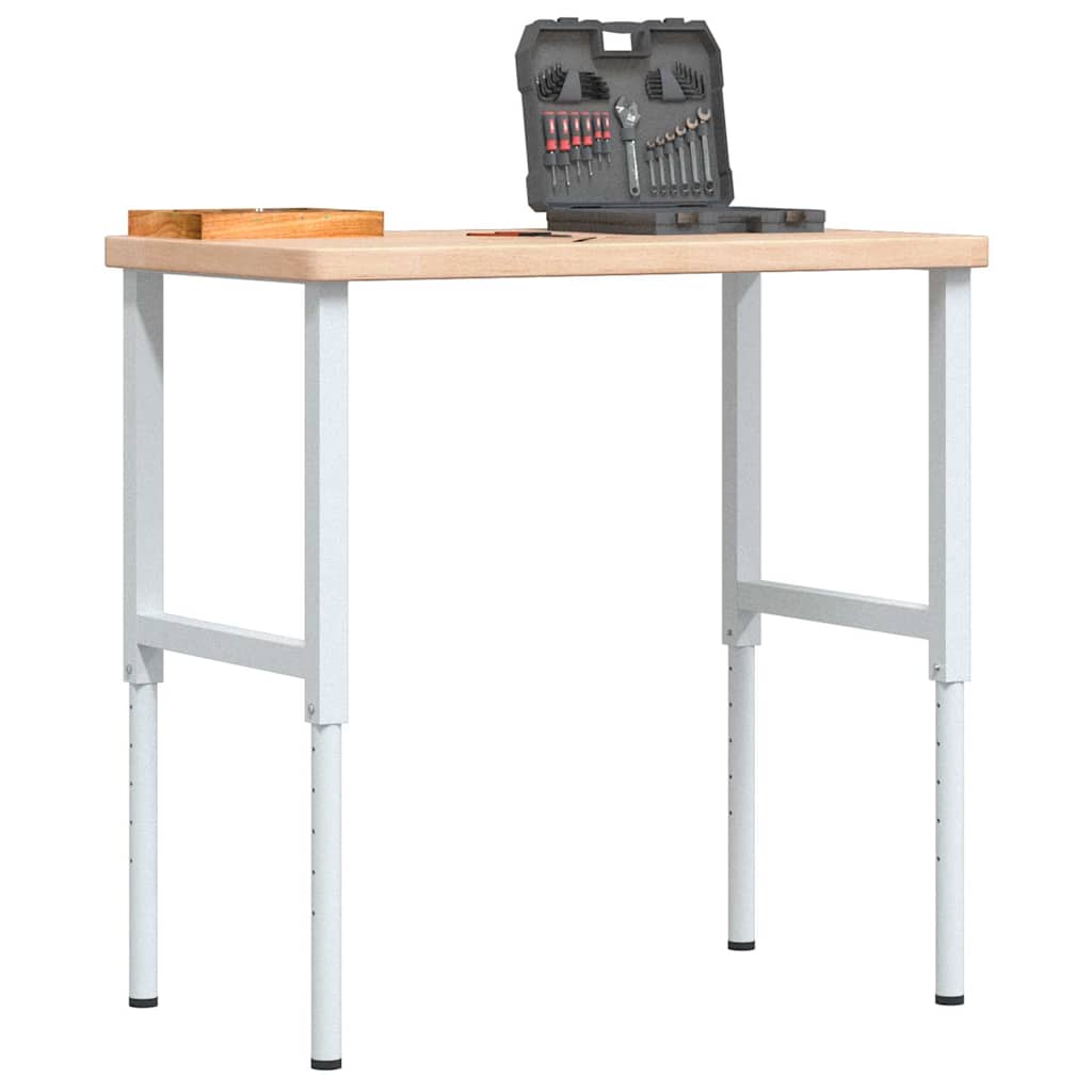 Arbetsbänk 100x60x(73-99,5) cm massiv ek rektangulär