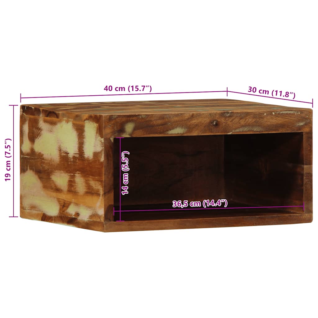Väggmonterad TV-bänk 40x30x19 cm massivt återvunnet trä