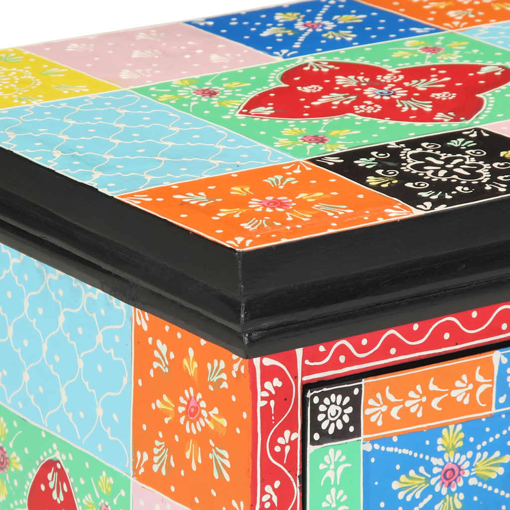 Nattduksbord Flerfärgsdesign 40 x 35 x 45 cm Massivt mangoträ