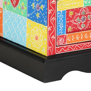 Nattduksbord Flerfärgsdesign 40 x 35 x 45 cm Massivt mangoträ