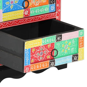 Nattduksbord Flerfärgsdesign 40 x 35 x 45 cm Massivt mangoträ