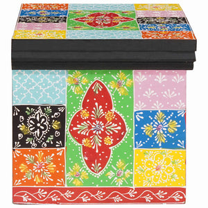 Nattduksbord med låda Flerfärgsdesign 40 x 30 x 28 cm