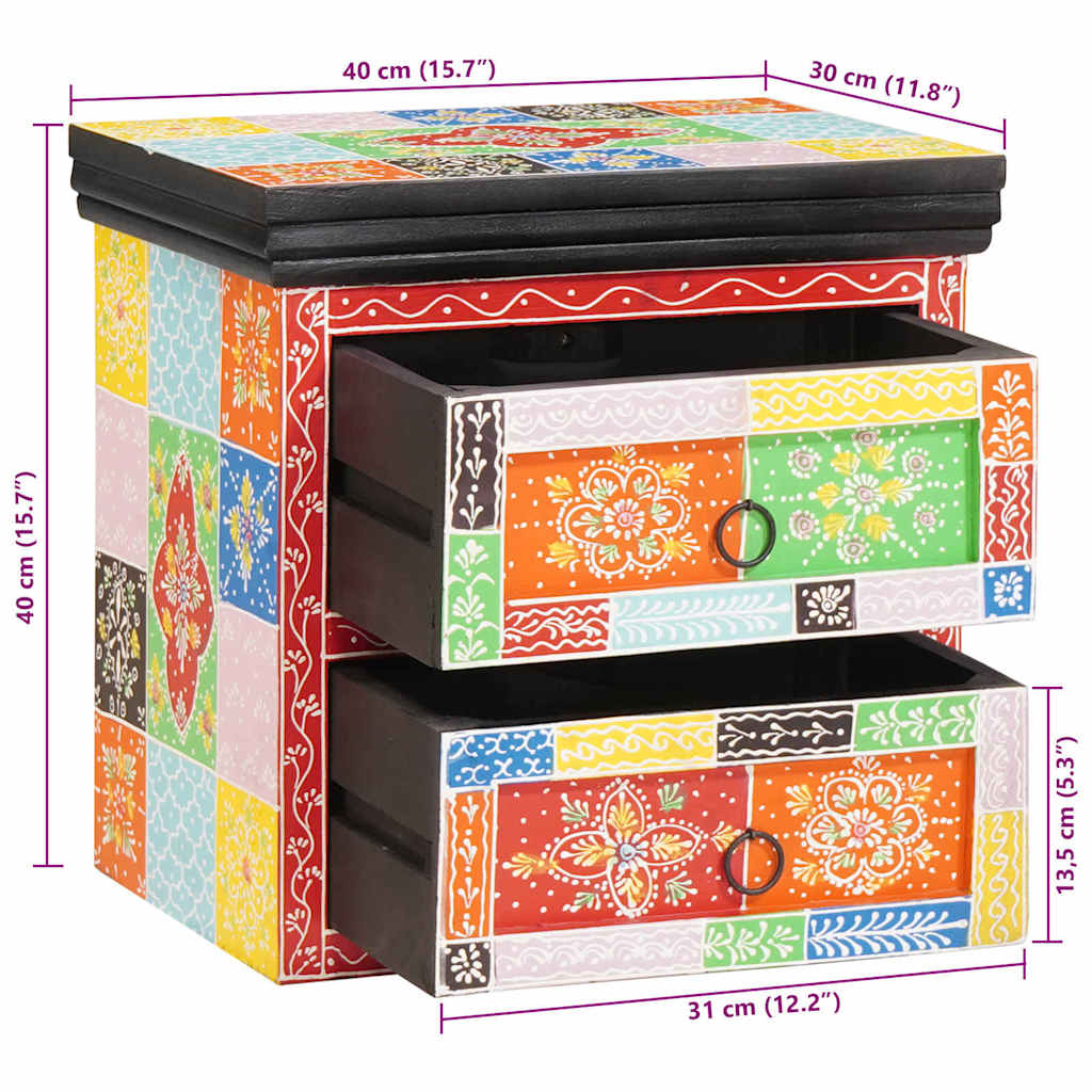 Nattduksbord med låda 2 pcs Flerfärgsdesign 40 x 30 x 40 cm