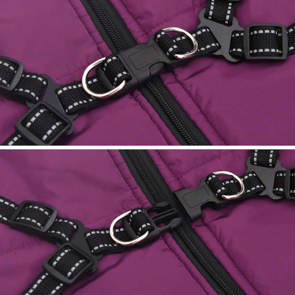 Hundtäcke med sele vattentät lila reflex L52