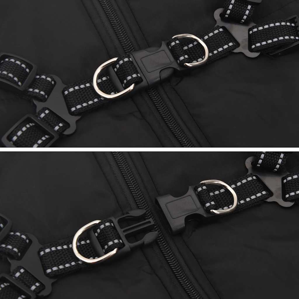 Hundtäcke med sele vattentät reflex svart L48