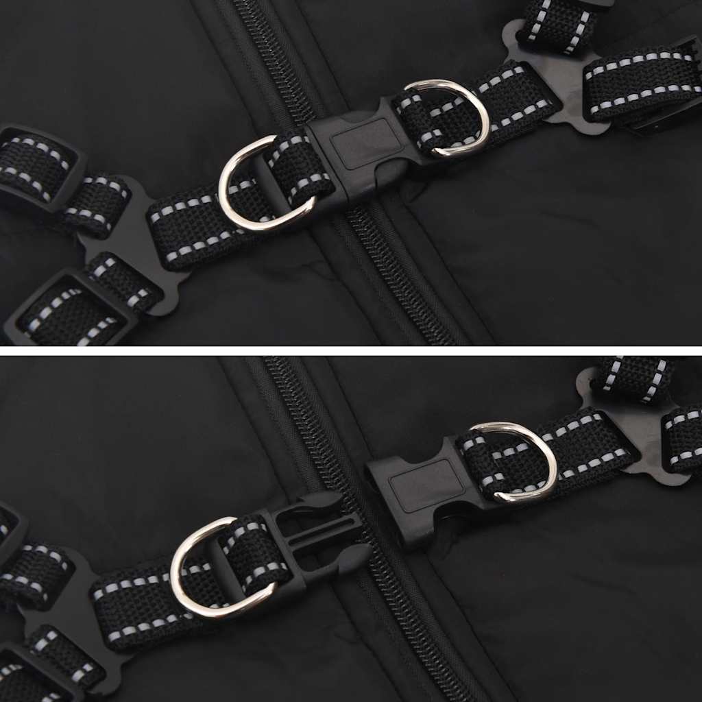 Hundtäcke med sele vattentät reflex svart L68