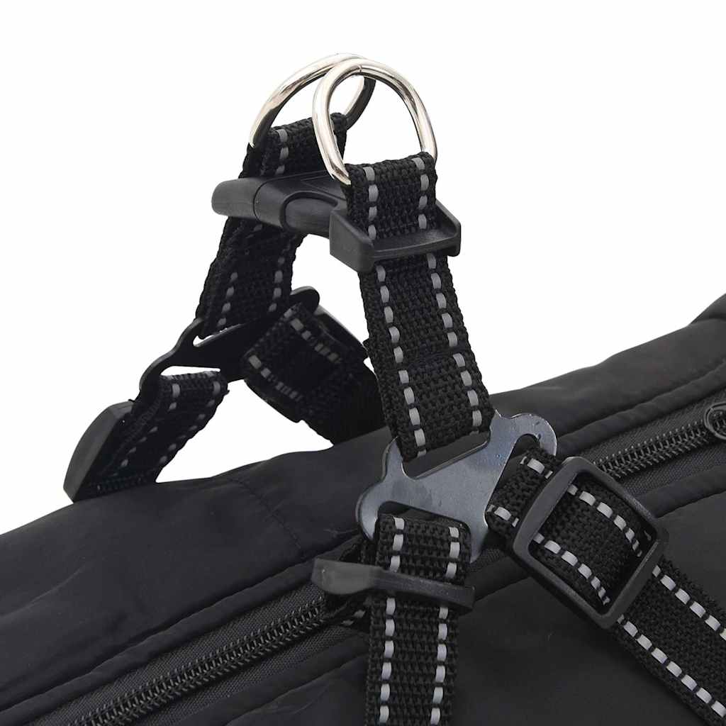 Hundtäcke med sele vattentät reflex svart L68