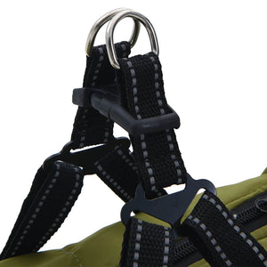 Hundtäcke med sele vattentät reflex armégrön L48