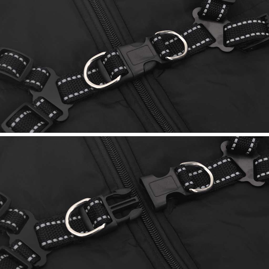 Hundtäcke med sele vattentät reflex svart L44
