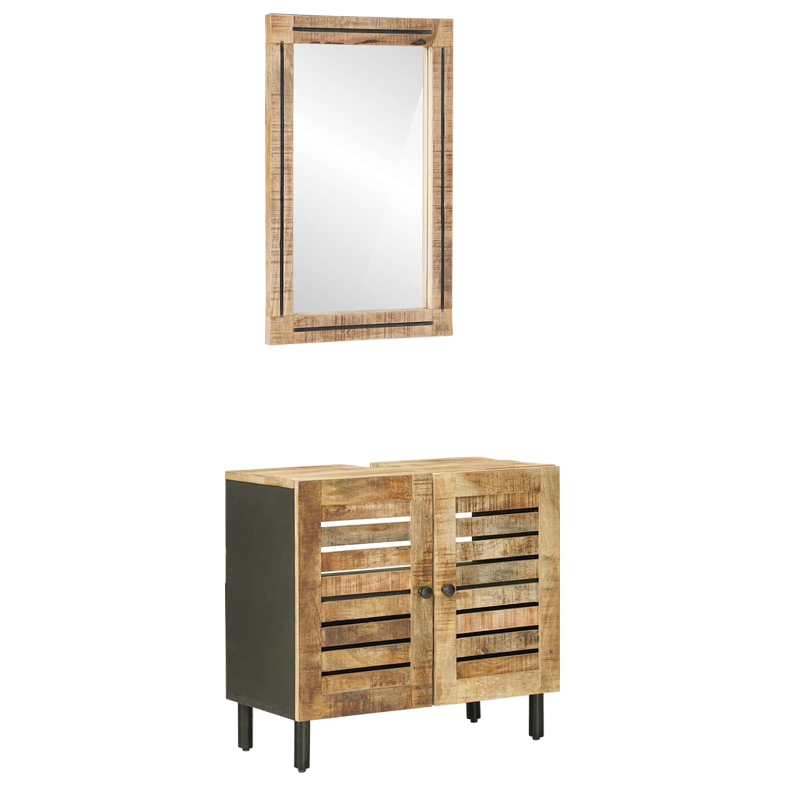 Badrumsskåpsset 2 st Naturlig 62 x 33 x 58 cm Massivt mangoträ