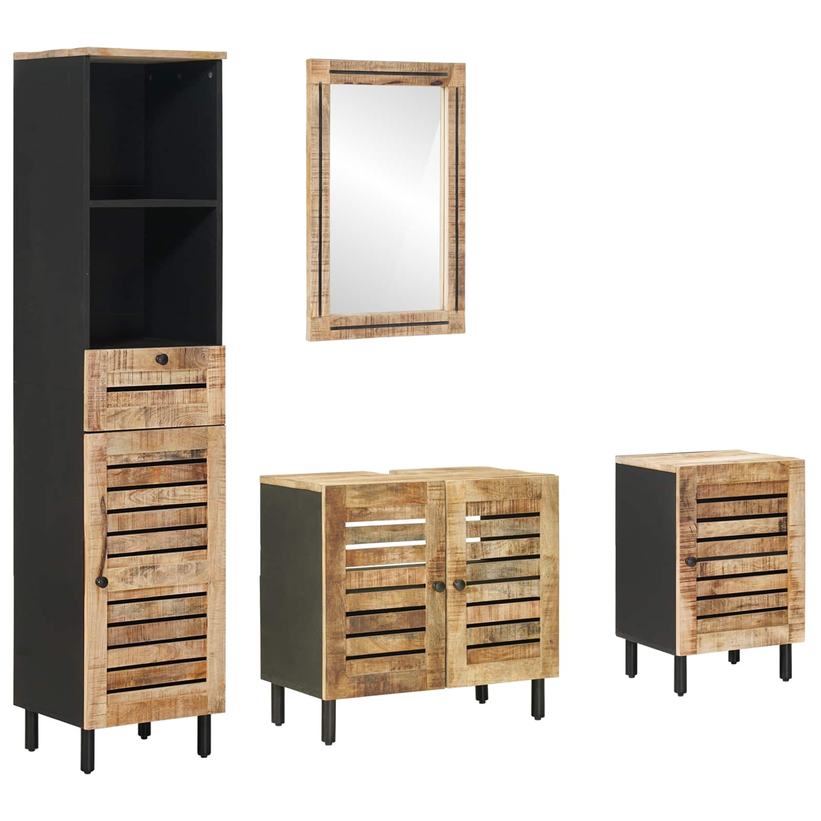 Badrumsskåpsset 4 st Naturlig 38 x 33 x 160 cm Massivt mangoträ
