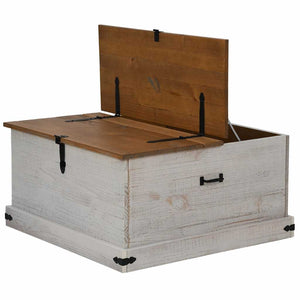 Förvaringskista HALDEN vit 91x91x47 cm massiv trä furu