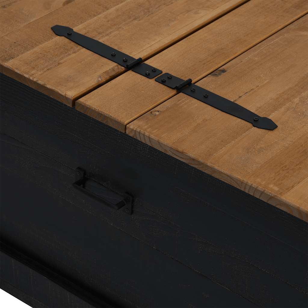 Förvaringskista HALDEN svart 91x91x47 cm massiv trä furu