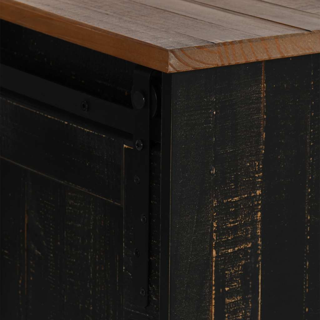 TV-bänk HALDEN 2 skjutdörrar svart 150x40x60 cm massivt trä