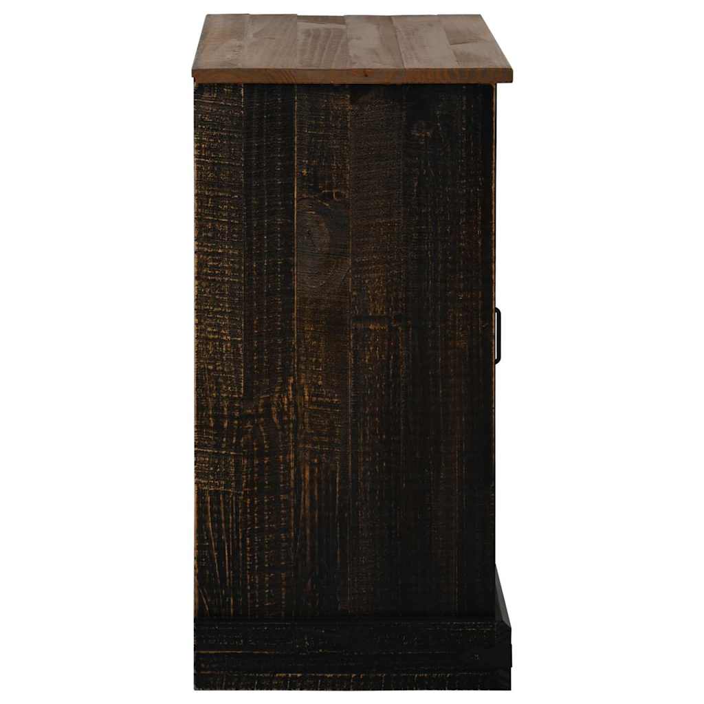 Skänk HALDEN med skjutdörr svart 80x40x80 cm massivt trä