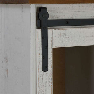 Skänk HALDEN med skjutdörr vit 80x40x80 cm massivt trä