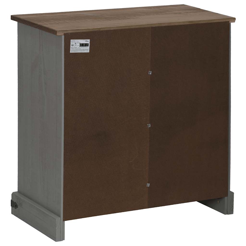 Skänk HALDEN med skjutdörr grå 80x40x80 cm massivt trä