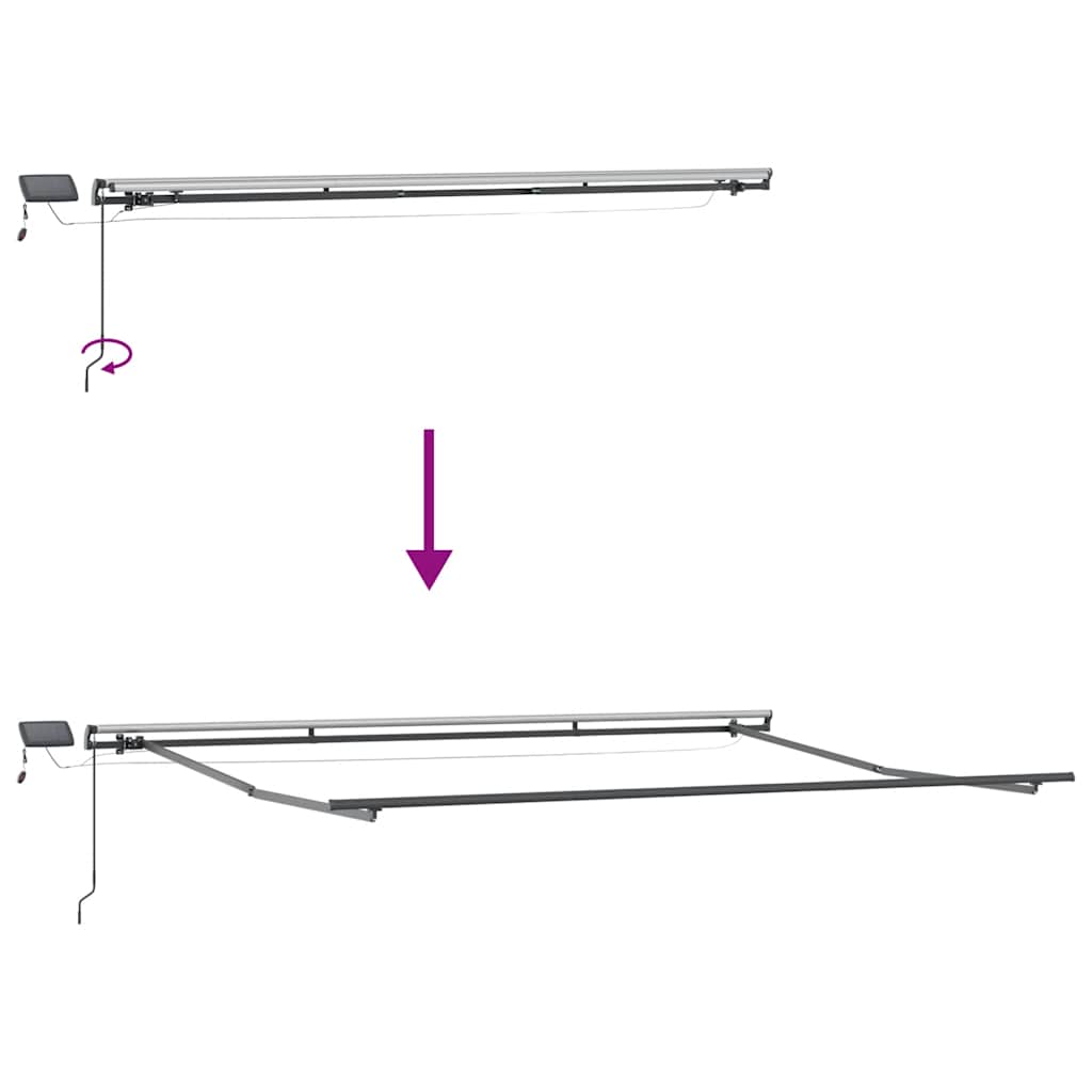 Markis manuellt infällbar med LEDs vinröd 400x300 cm