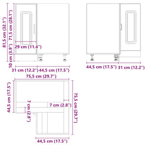 Hörnbänkskåp till köket Kalmar rökfärgad ek konstruerat trä