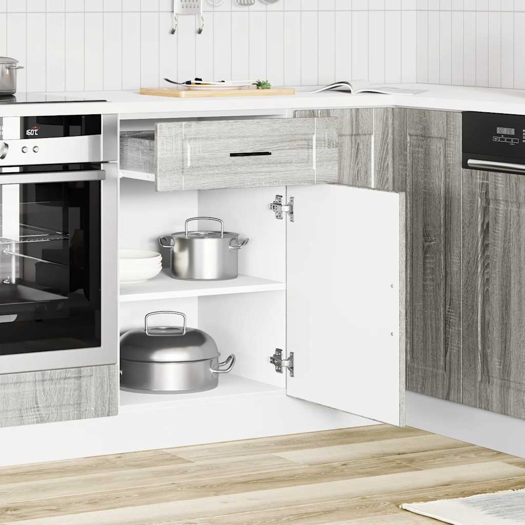 Basskåp för kök Porto grå sonoma konstruerat trä