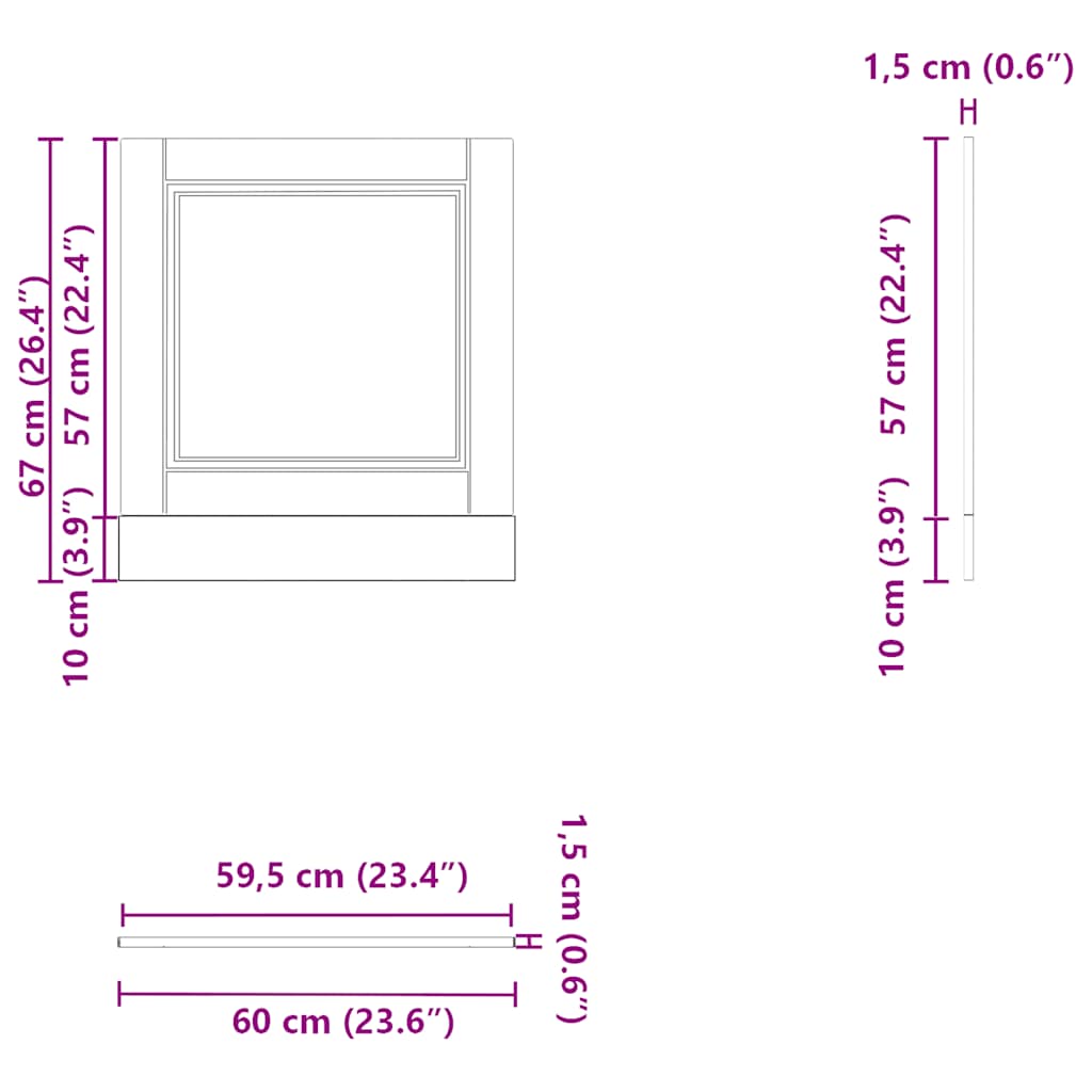 Diskmaskinspanel Porto svart 60x1,5x67 cm konstruerat trä