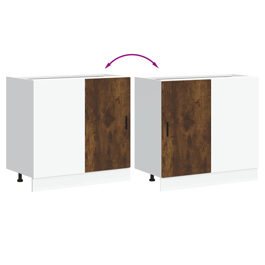 Basskåp med diskbänk “Lyon” rökfärgad ek konstruerat trä