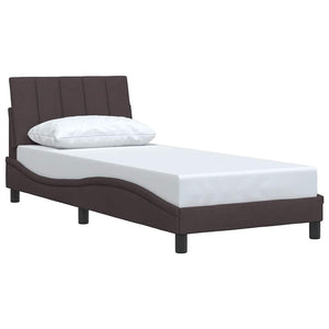 Bed Frame without Mattress "Hanko" Dark Brown 90x190 cm Fabric