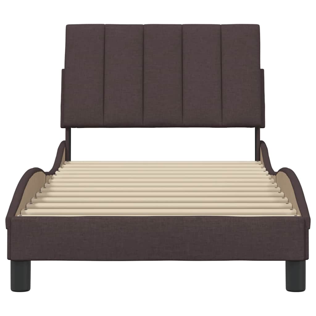 Bed Frame without Mattress "Hanko" Dark Brown 90x190 cm Fabric