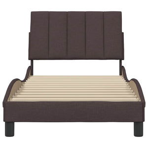 Bed Frame without Mattress "Hanko" Dark Brown 90x190 cm Fabric