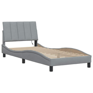 Bed Frame without Mattress "Hanko" Light Grey 80x200cm Fabric