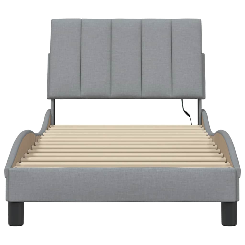 Bed Frame without Mattress "Hanko" Light Grey 80x200cm Fabric