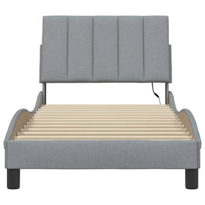Bed Frame without Mattress "Hanko" Light Grey 80x200cm Fabric