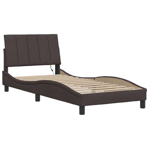 Bed Frame without Mattress "Hanko" Dark Brown 90x190cm Fabric