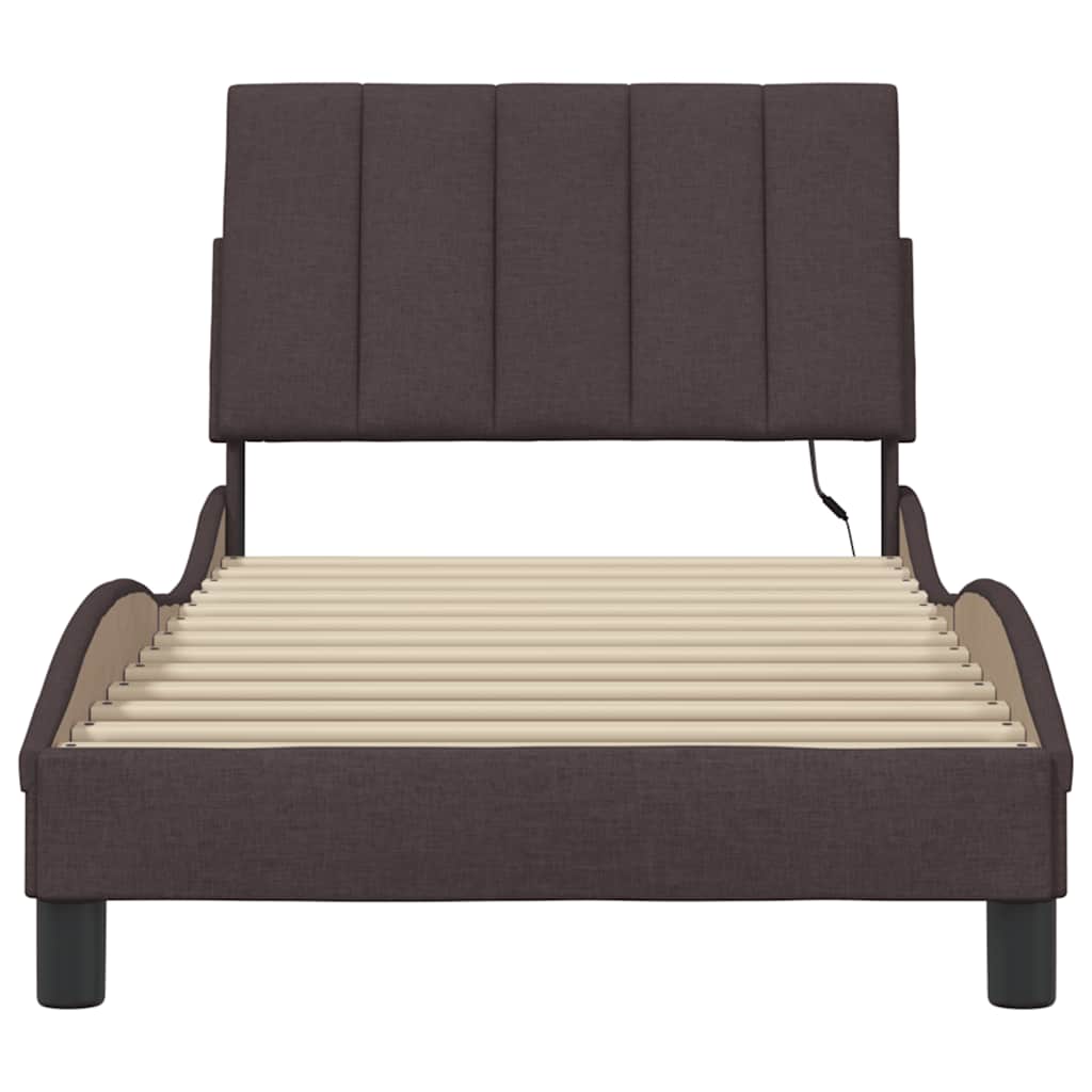 Bed Frame without Mattress "Hanko" Dark Brown 90x190cm Fabric