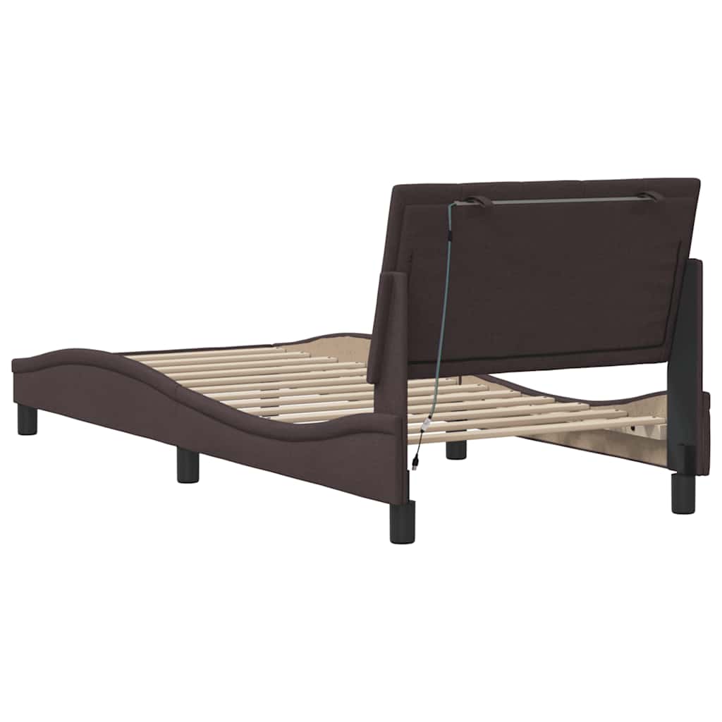 Bed Frame without Mattress "Hanko" Dark Brown 90x190cm Fabric