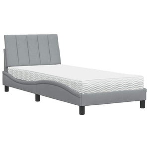 Bed with Mattress "Hanko" Light Grey 90x200 cm Fabric